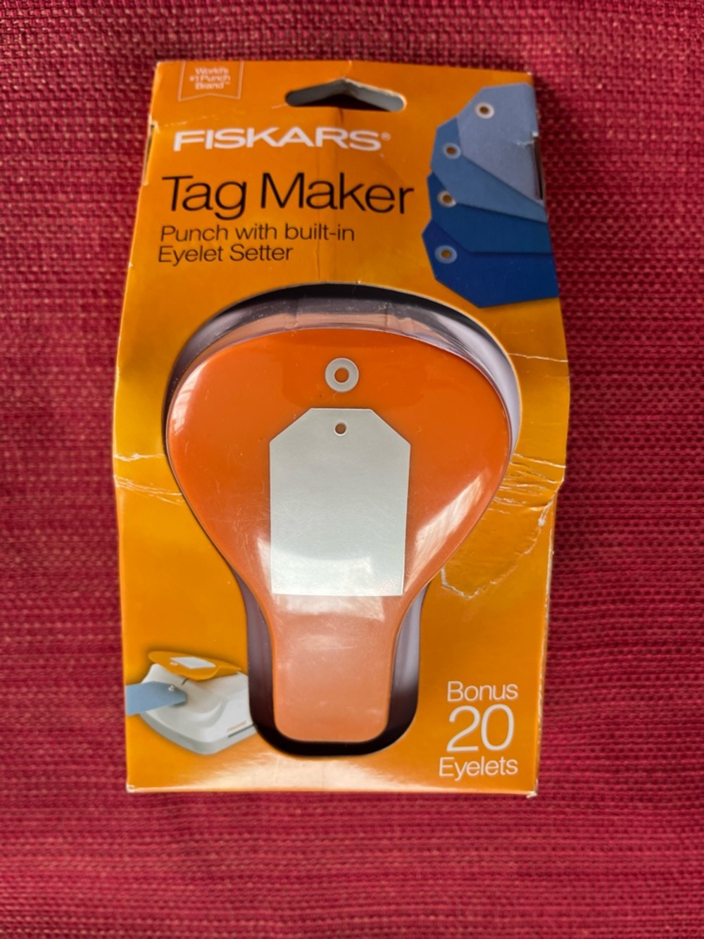 Fiskars Orange Tag Maker Punch with Built-In Eyelet Setter